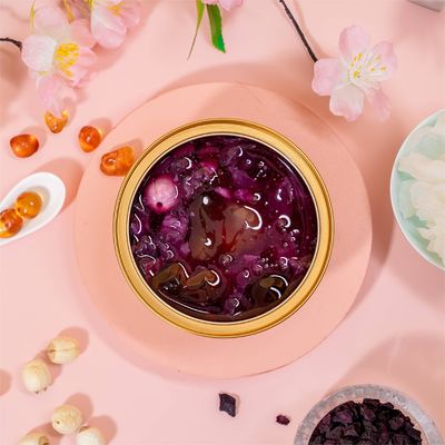 কেনা বেগুনি মিষ্টি আলু পিচ গাম Tremella স্যুপ হালকা ডেজার্ট 168g 228g অনলাইনে উৎপাদন